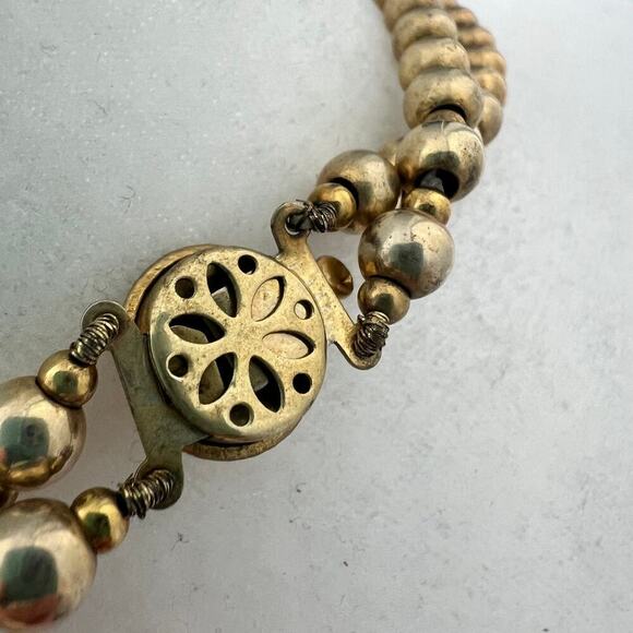 Modital Bijoux Sterling Silver Gold Bead Crystal Studded Floral Collar Necklace - Picture 7 of 11